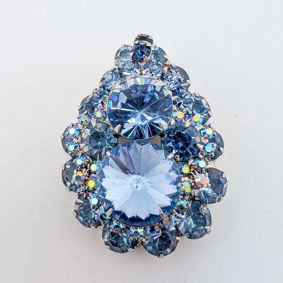 Juliana Jewelry - Verified Juliana (Ref IIJJ-009317) Blue Rivoli Pin Pendant Rhodium Plated